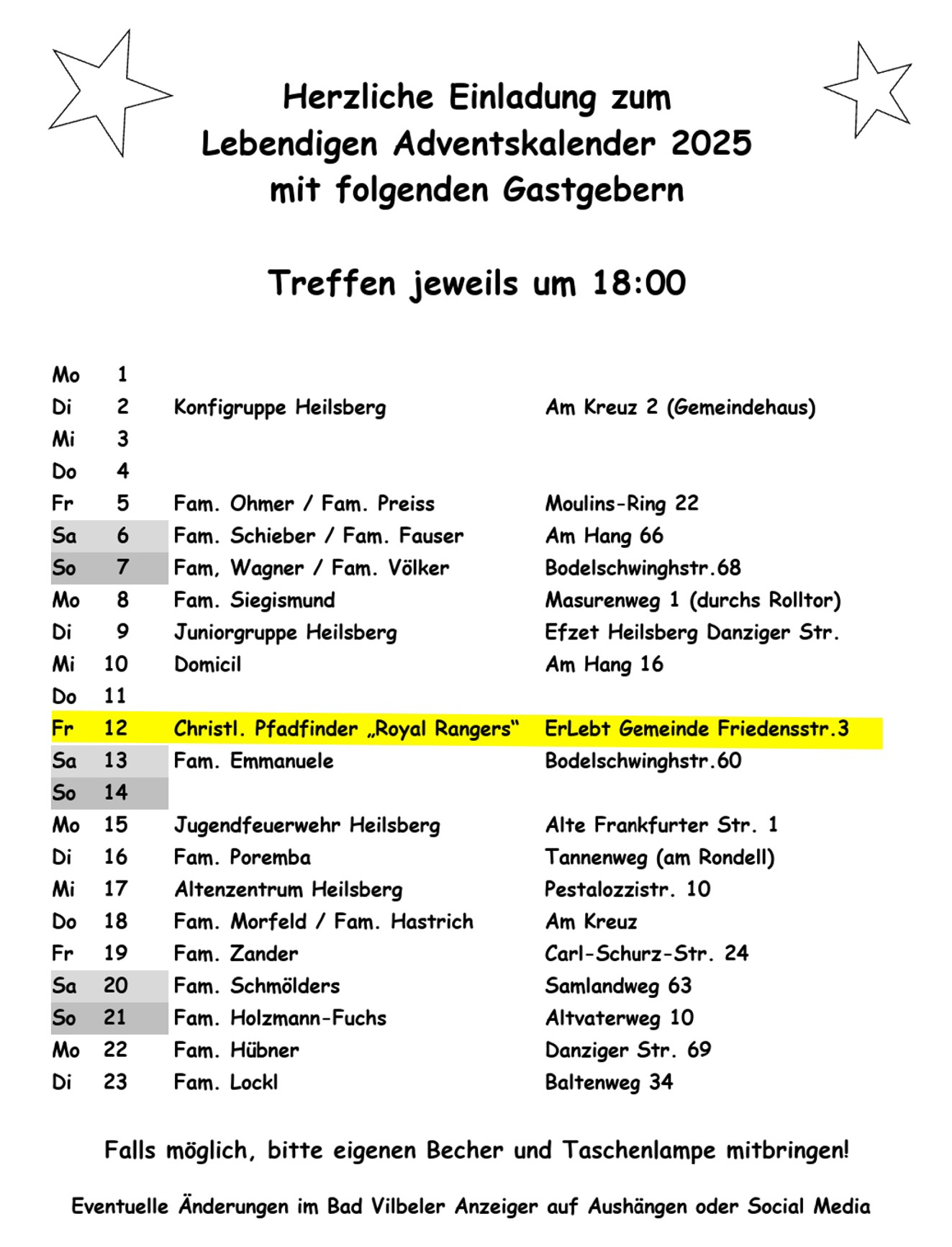 Lebendiger Adventskalender